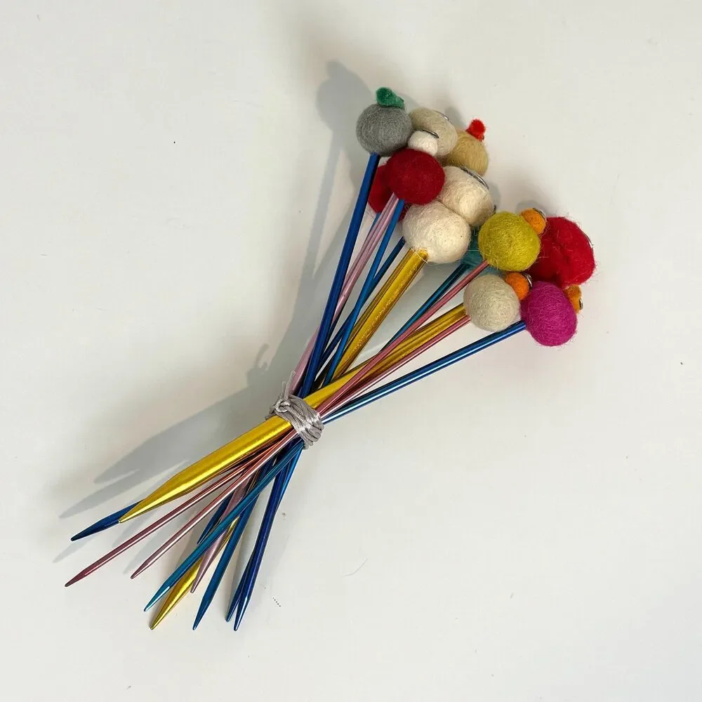 12 Handmade Felted Flower Bouquet Multicolor 10”